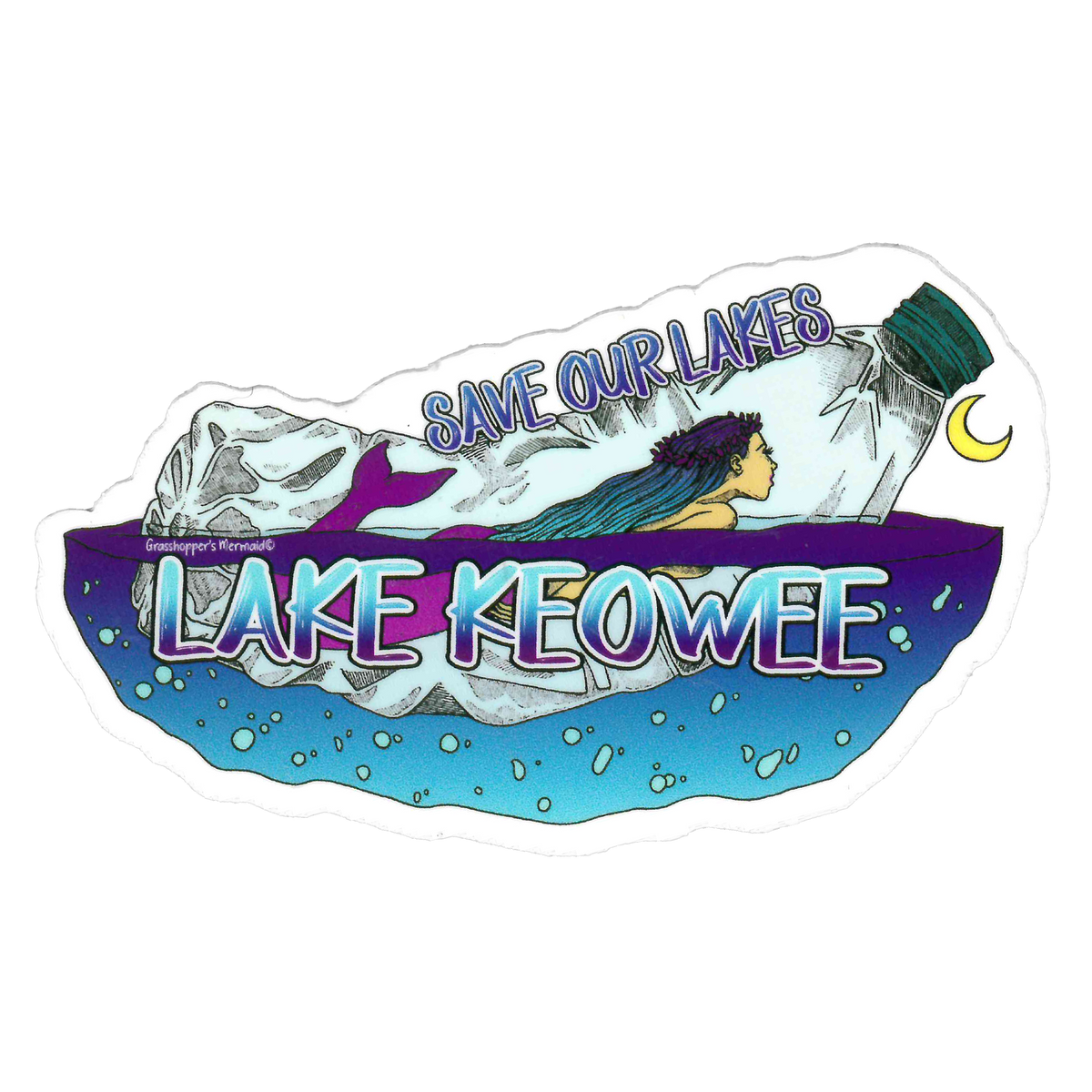 Mermaid in a Plastic Bottle - Lake Keowee Save Our Lakes Sticker