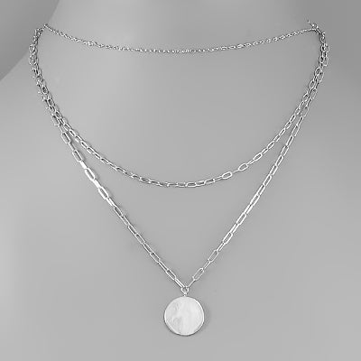 Triple Layer with Circle Chain Necklace