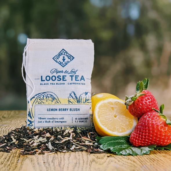 Piper and Leaf Lemon Berry Blush Muslin Bag of Loose Leaf Tea - 15 Servings