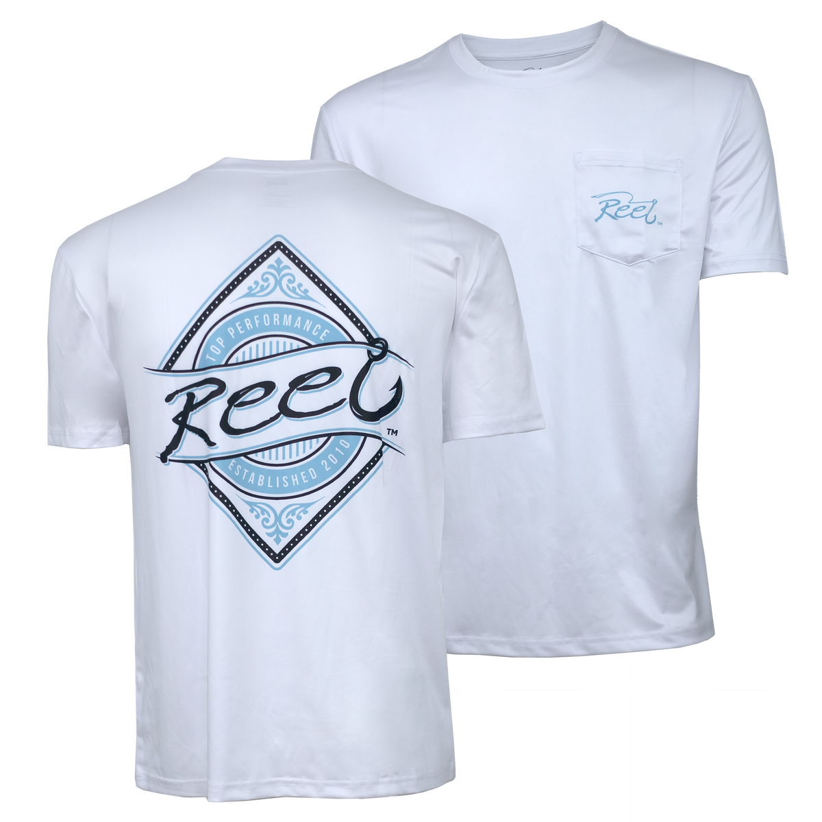 Reel White Performance T-Shirt with Diamond Label