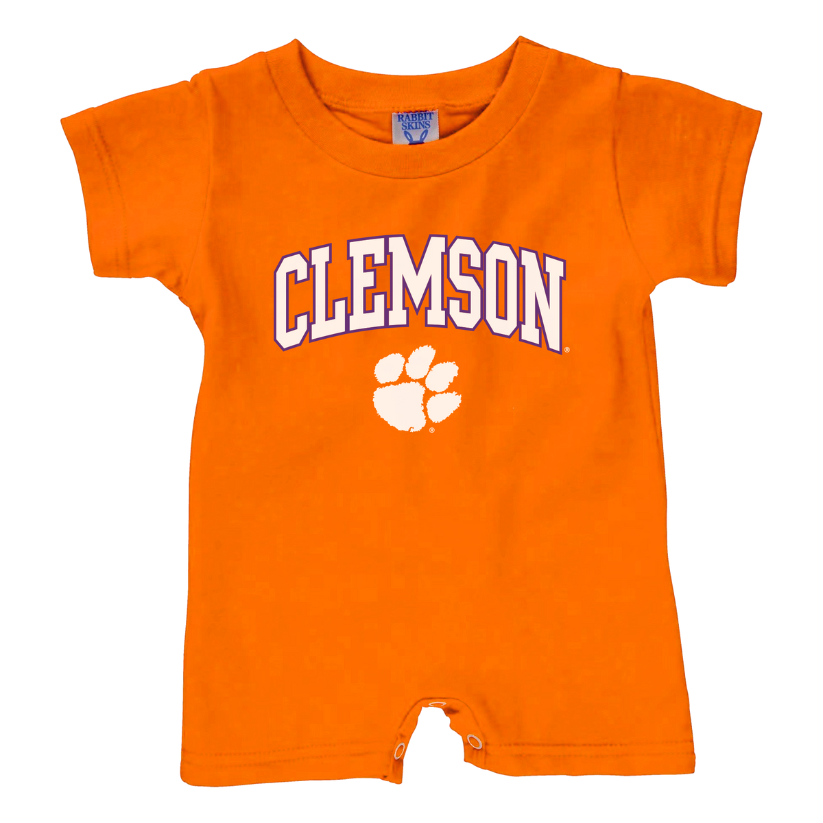 Clemson White and Purple Arch and Paw Romper | Infant - Orange