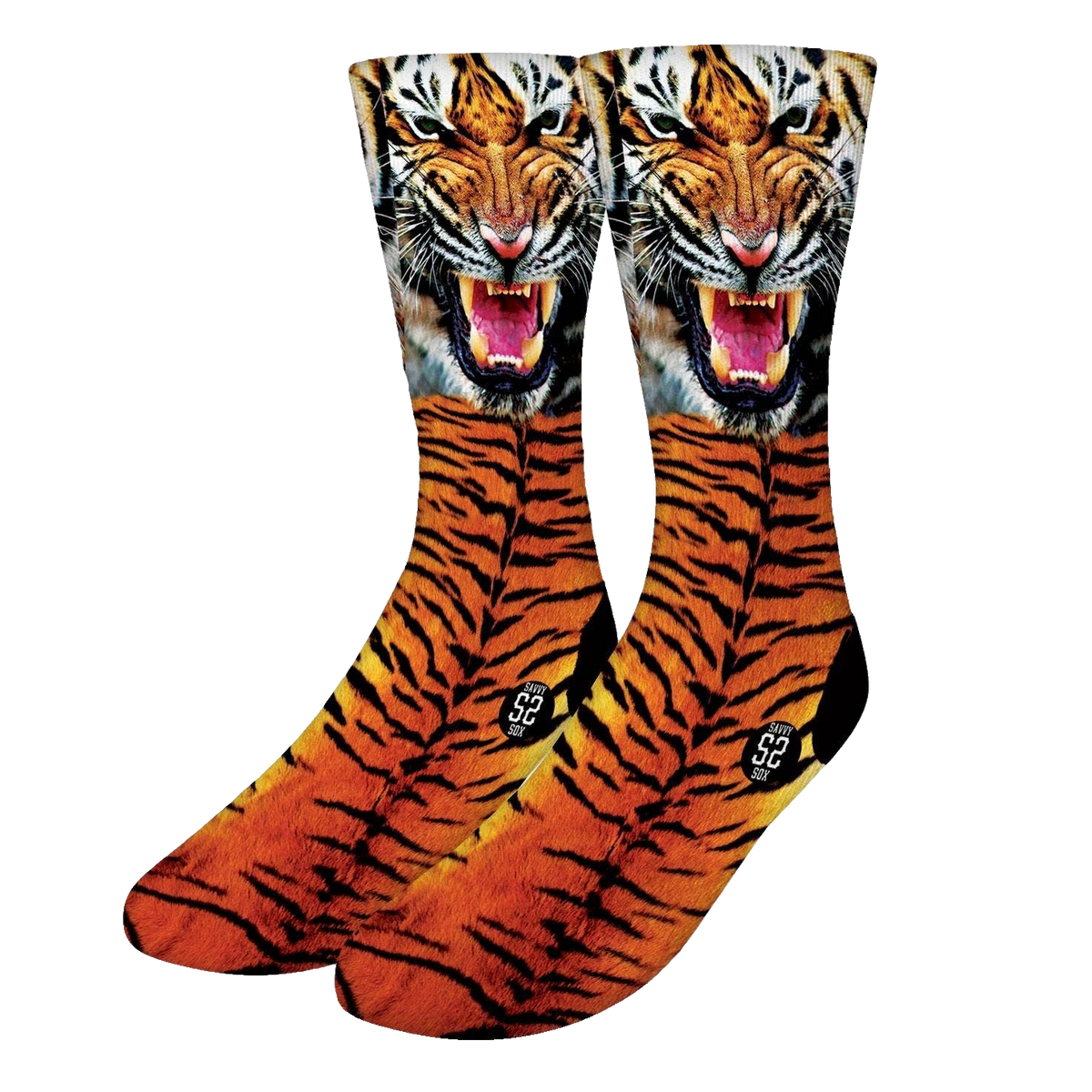 Scowling Tiger Face Socks - 1 Pair