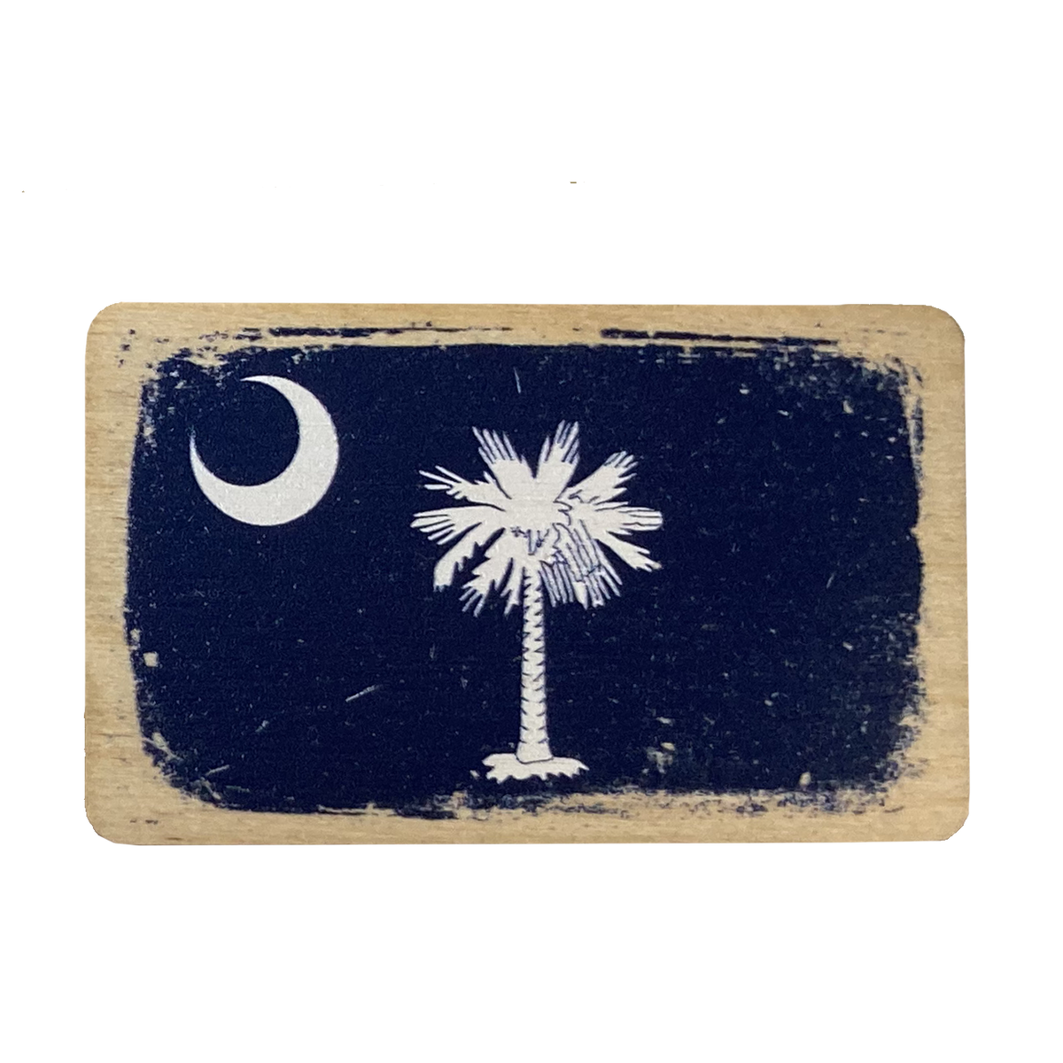 South Carolina Flag Distressed Wooden Magnet