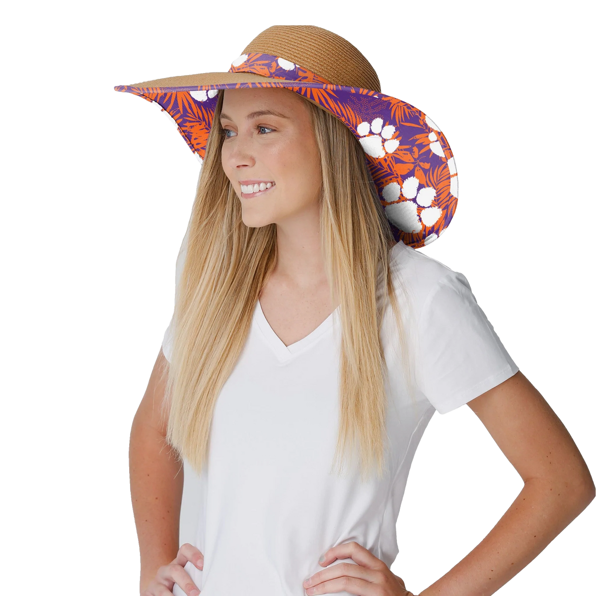 Clemson Women&#39;s Floral Straw Hat