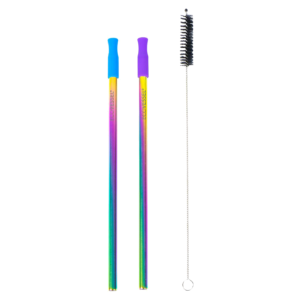 EcoVessel Reusable 9&quot; Rainbow Straw Set