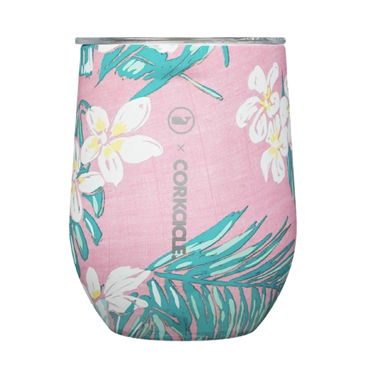 CORKCICLE Pink Tropical Flowers Stemless Cup 12oz