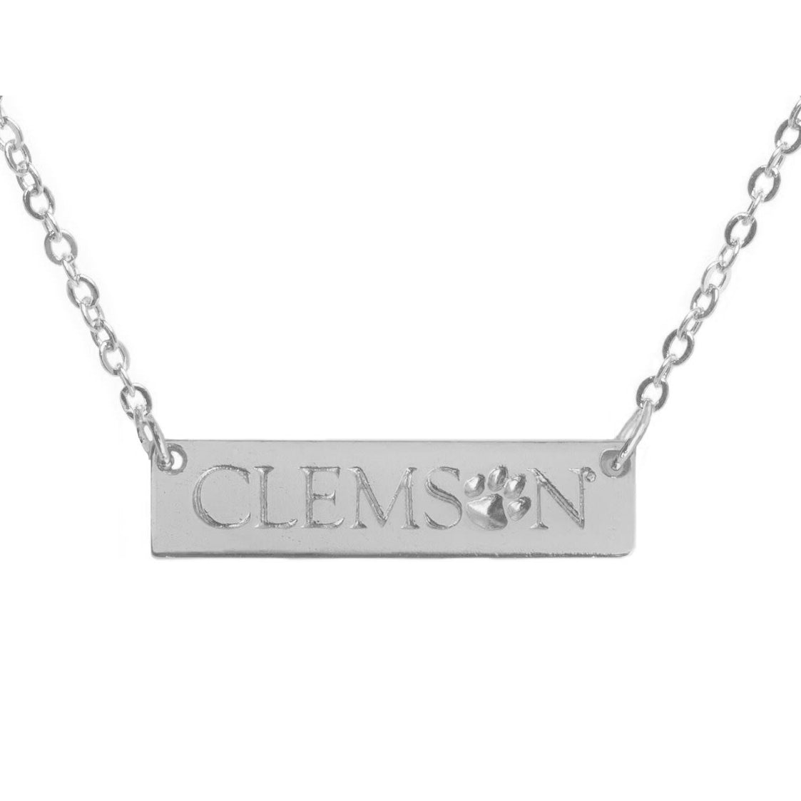 Shawn Paul Jewelry Clemson Tigers Bar Silver Plated Necklace