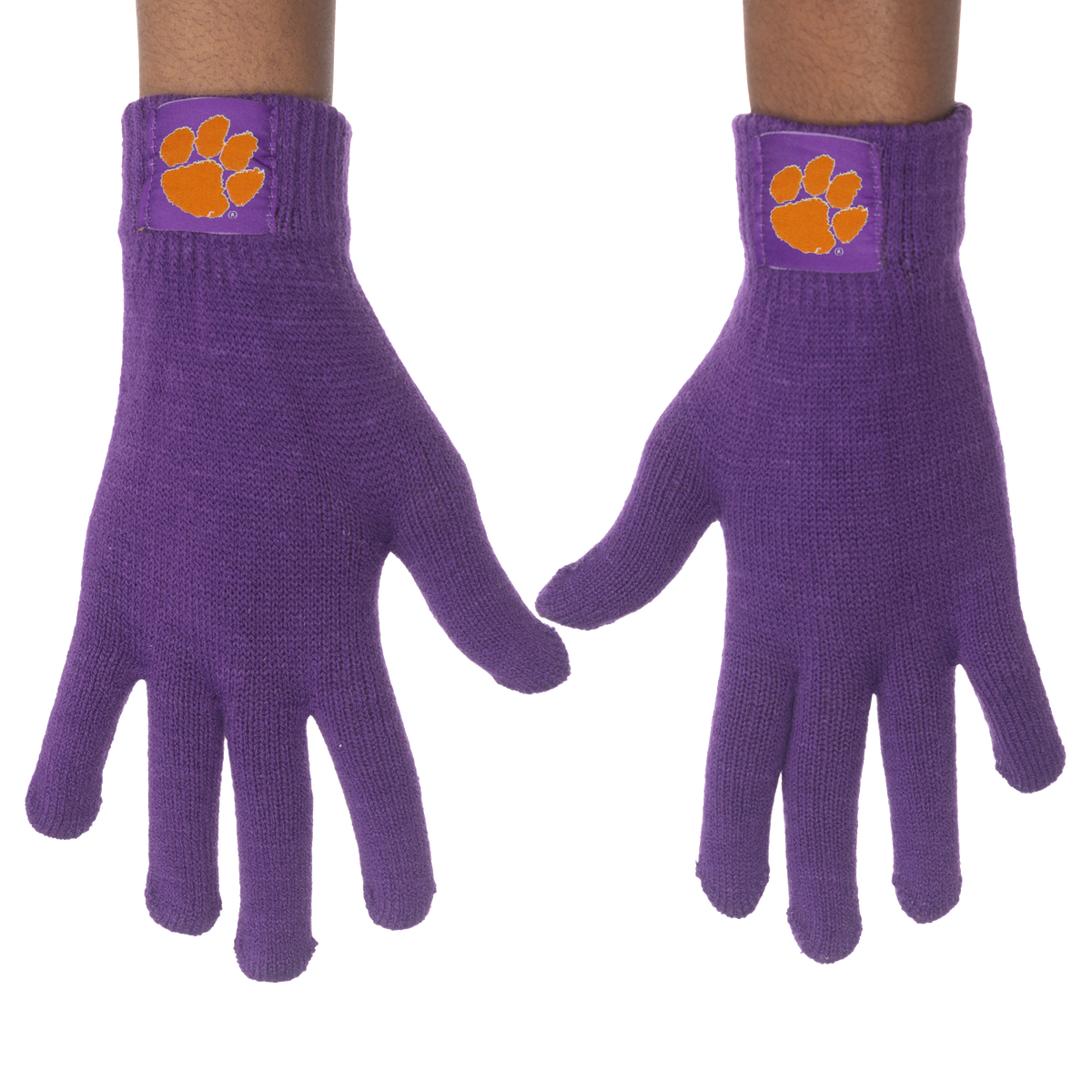 Clemson Purple Gloves with Woven Paw Patch