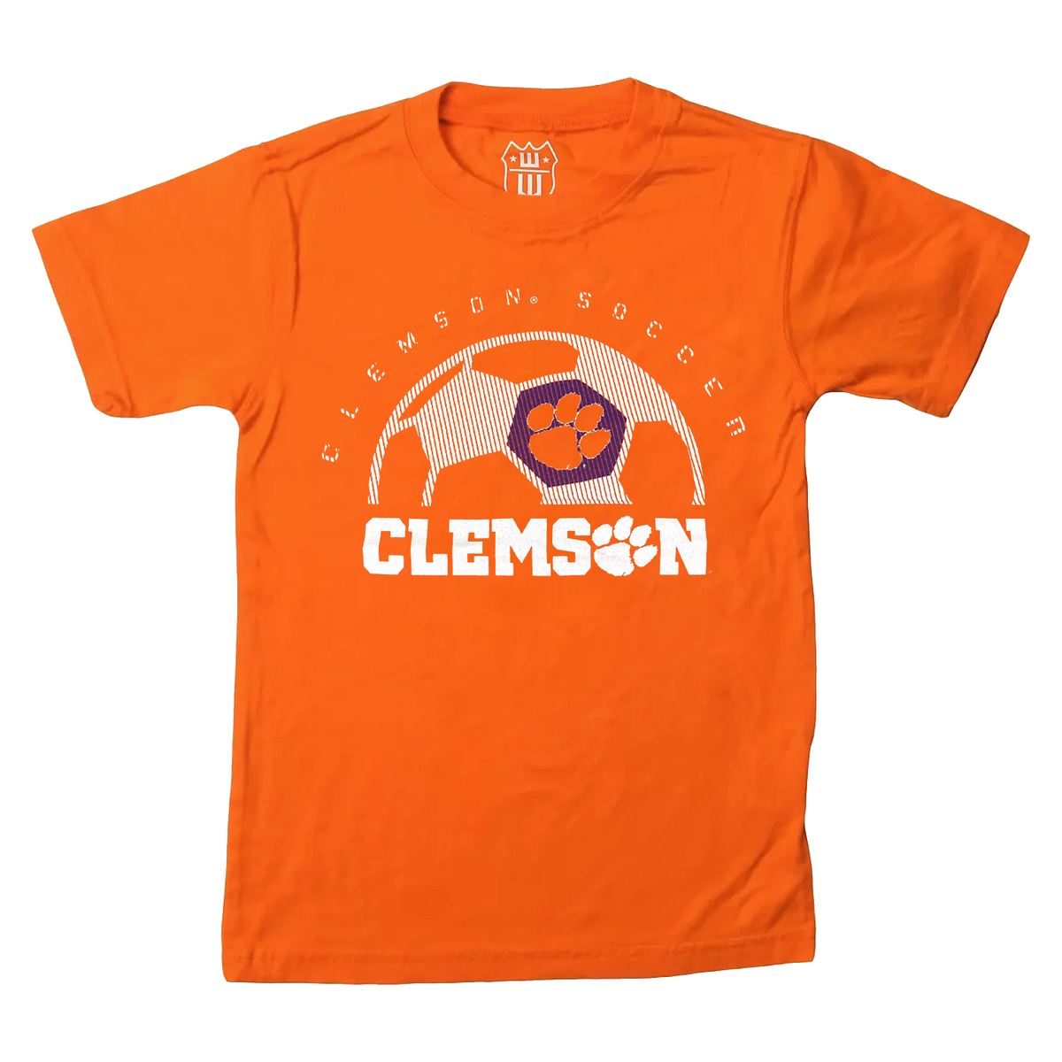 Youth Clemson Orange Short Sleeve Jersey Tee with Soccer Design