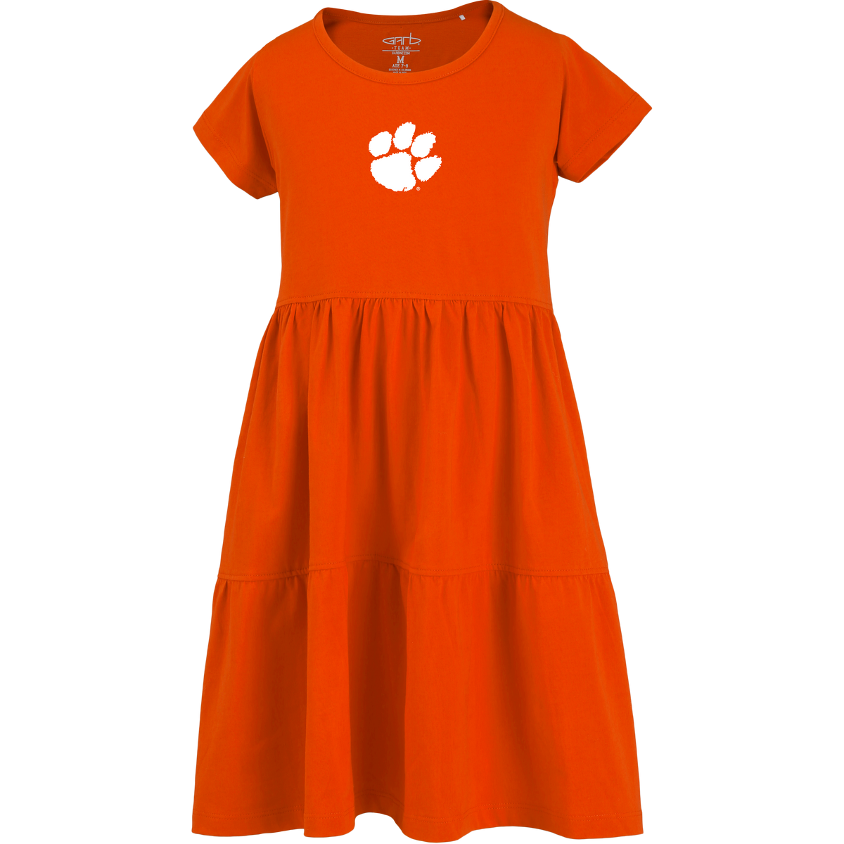 Youth Solid Tiered Dress with Embroidered Paw