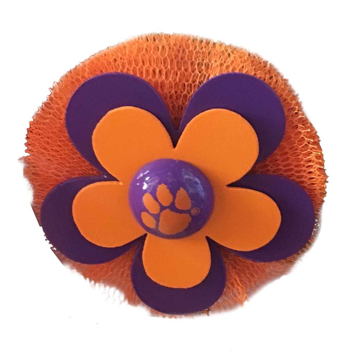 Hair Clip - Orange & Purple Wood Flower & Paw - Mr. Knickerbocker