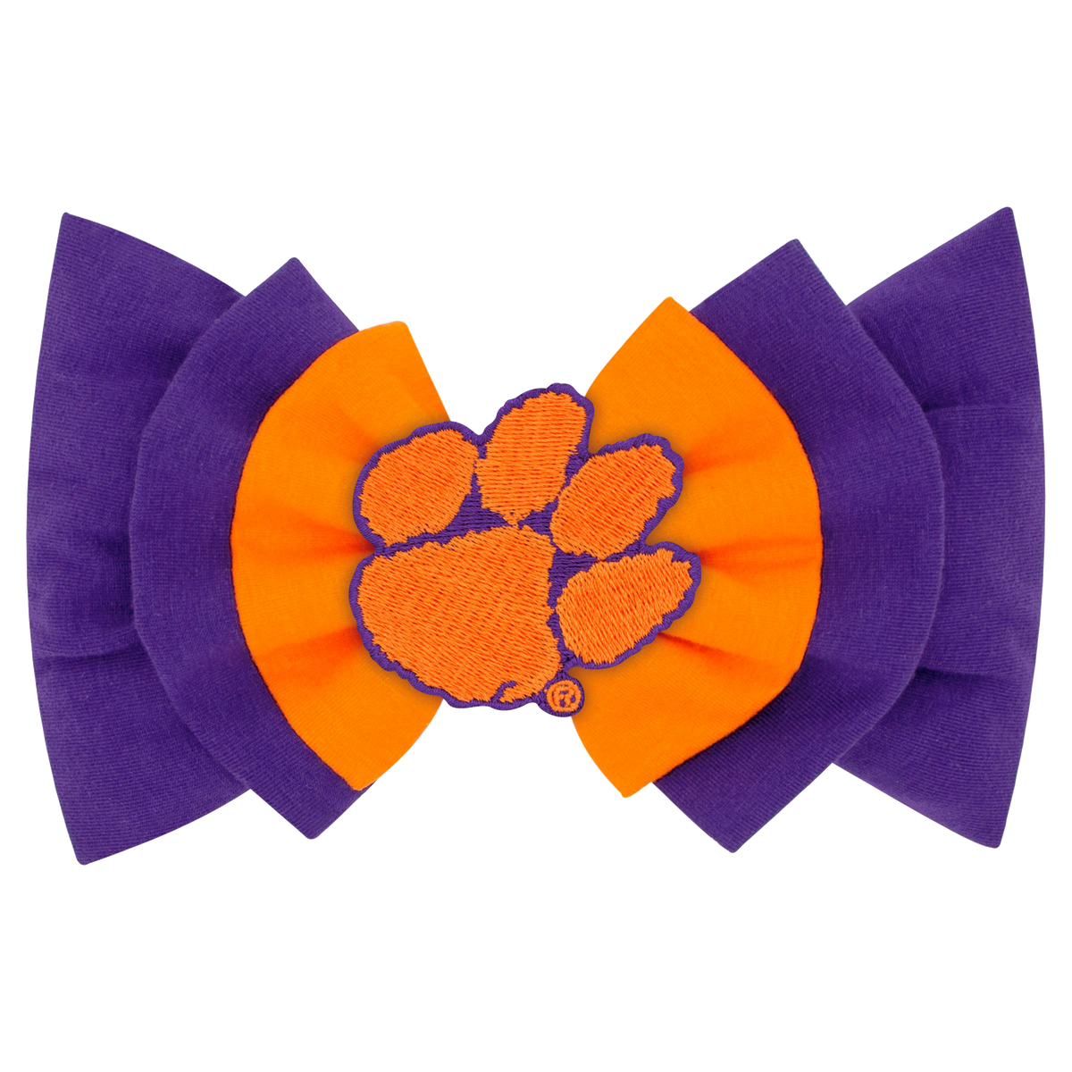 Clemson Large 2-toned Jersey Double Bow with Paw