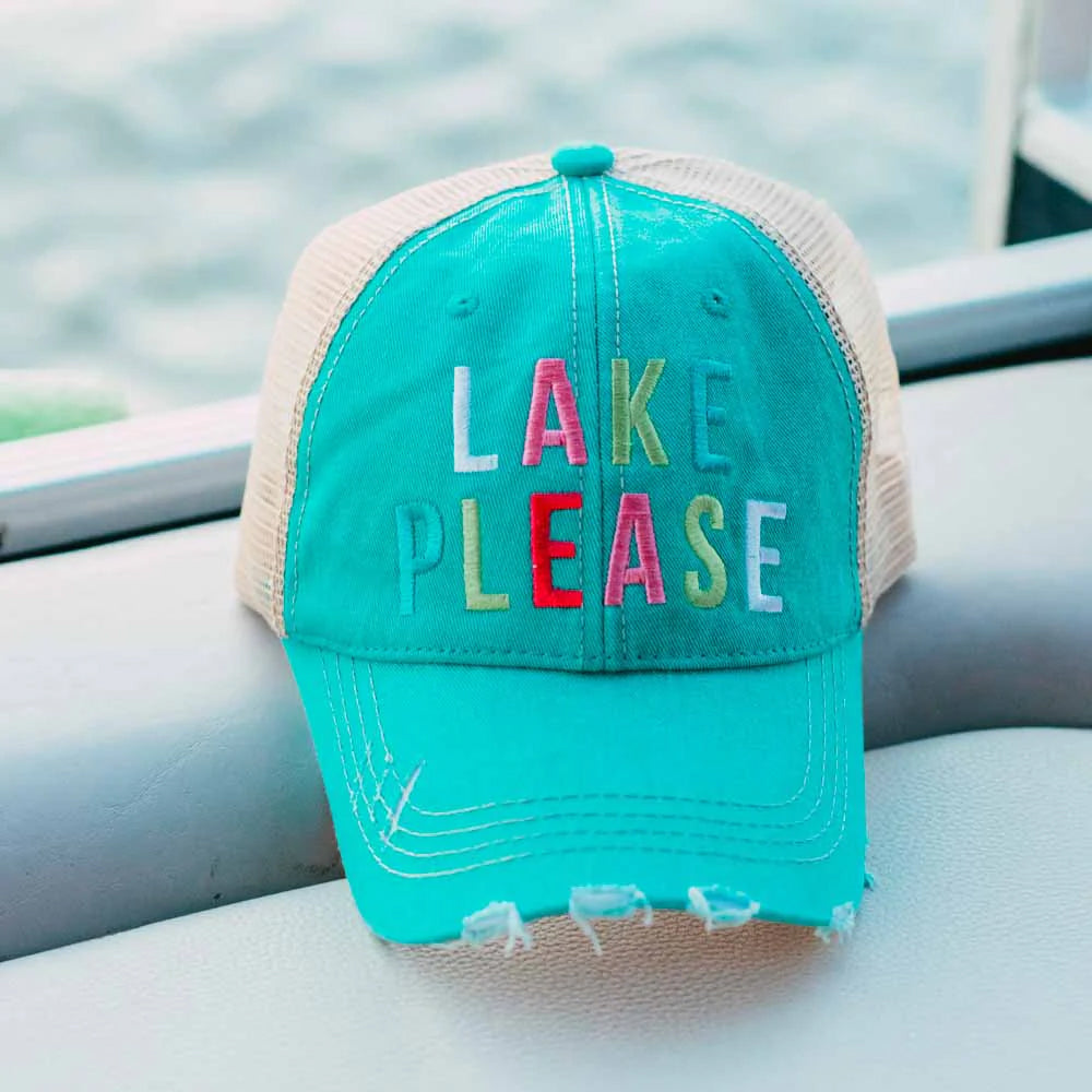 Lake Please Multicolored on Teal Trucker Hat
