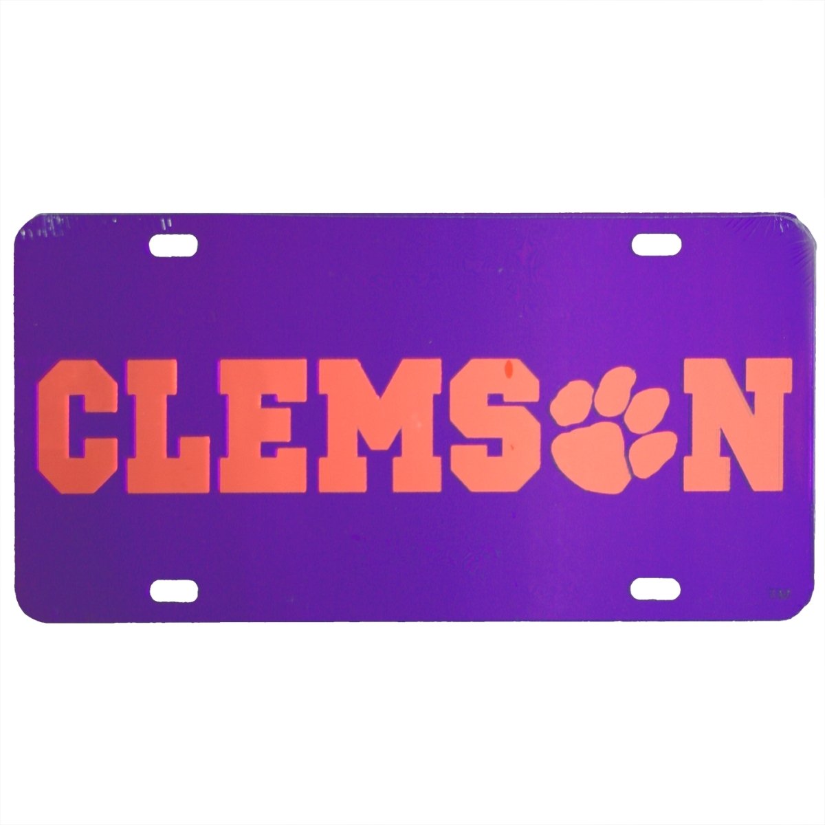 Laser Cut Mirrored Clems(paw)n Car Tag Purple With Orange Logo - Mr. Knickerbocker