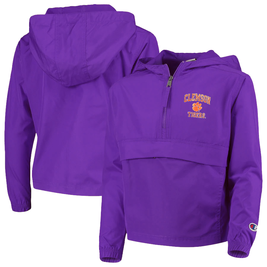 Champion Youth Pack and Go Wind Hooded Jacket with Arch and Paw, Tigers