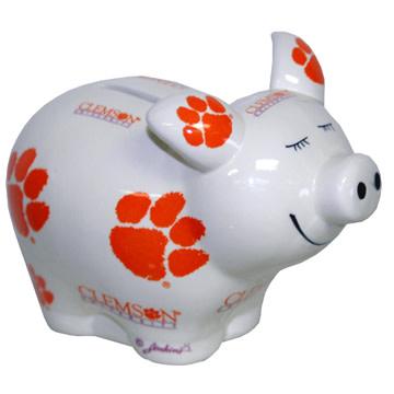 Piggy Bank - White With Allover Print of Paw and Wordmark - Mr. Knickerbocker
