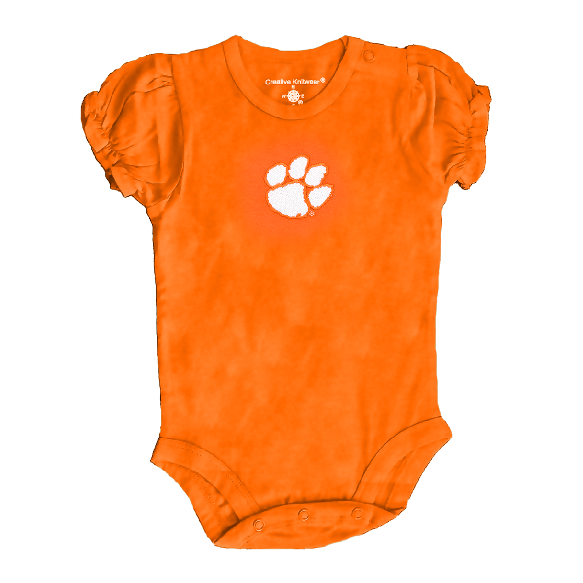 Clemson Orange Infant Puff Sleeve Onesie with Paw