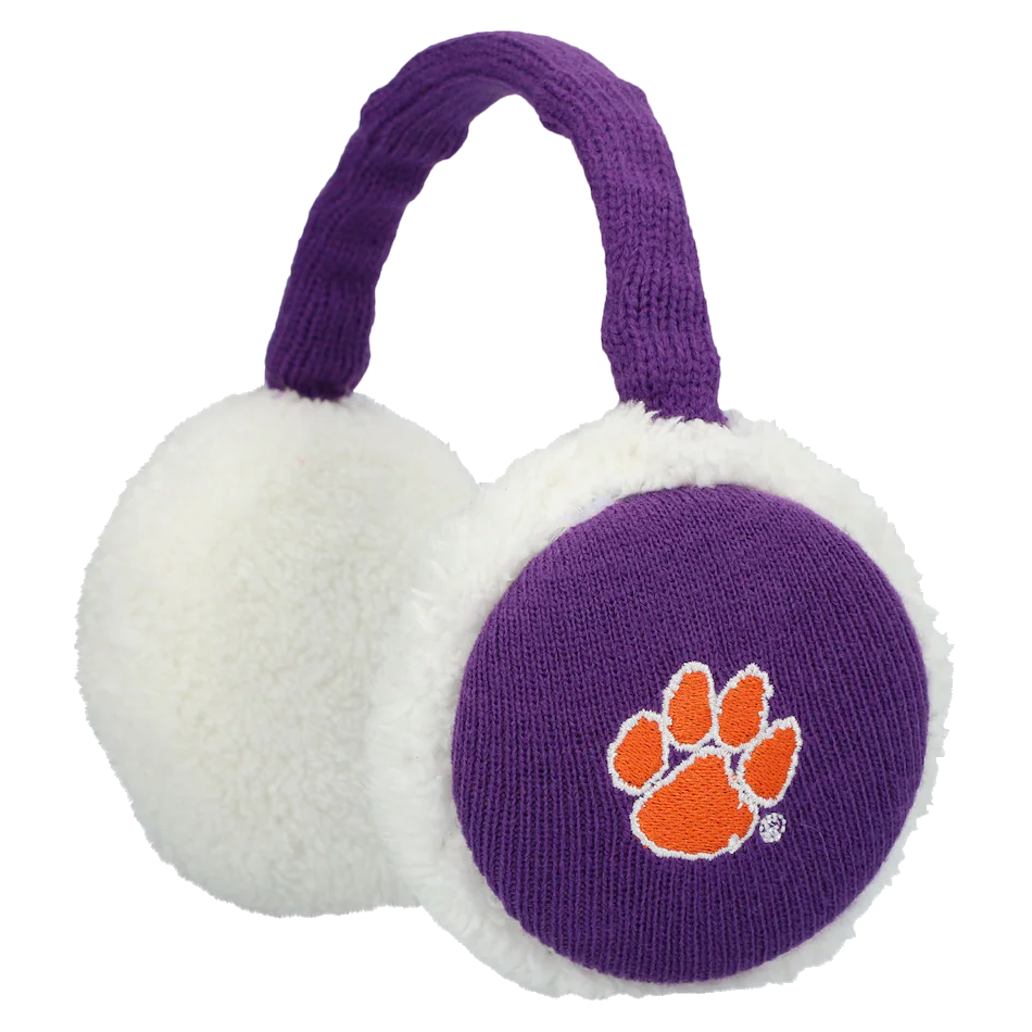 Clemson Purple Ear Muffs with Orange Paw